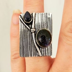 New Sun Sitara Sunstone 925 Silver Ring.